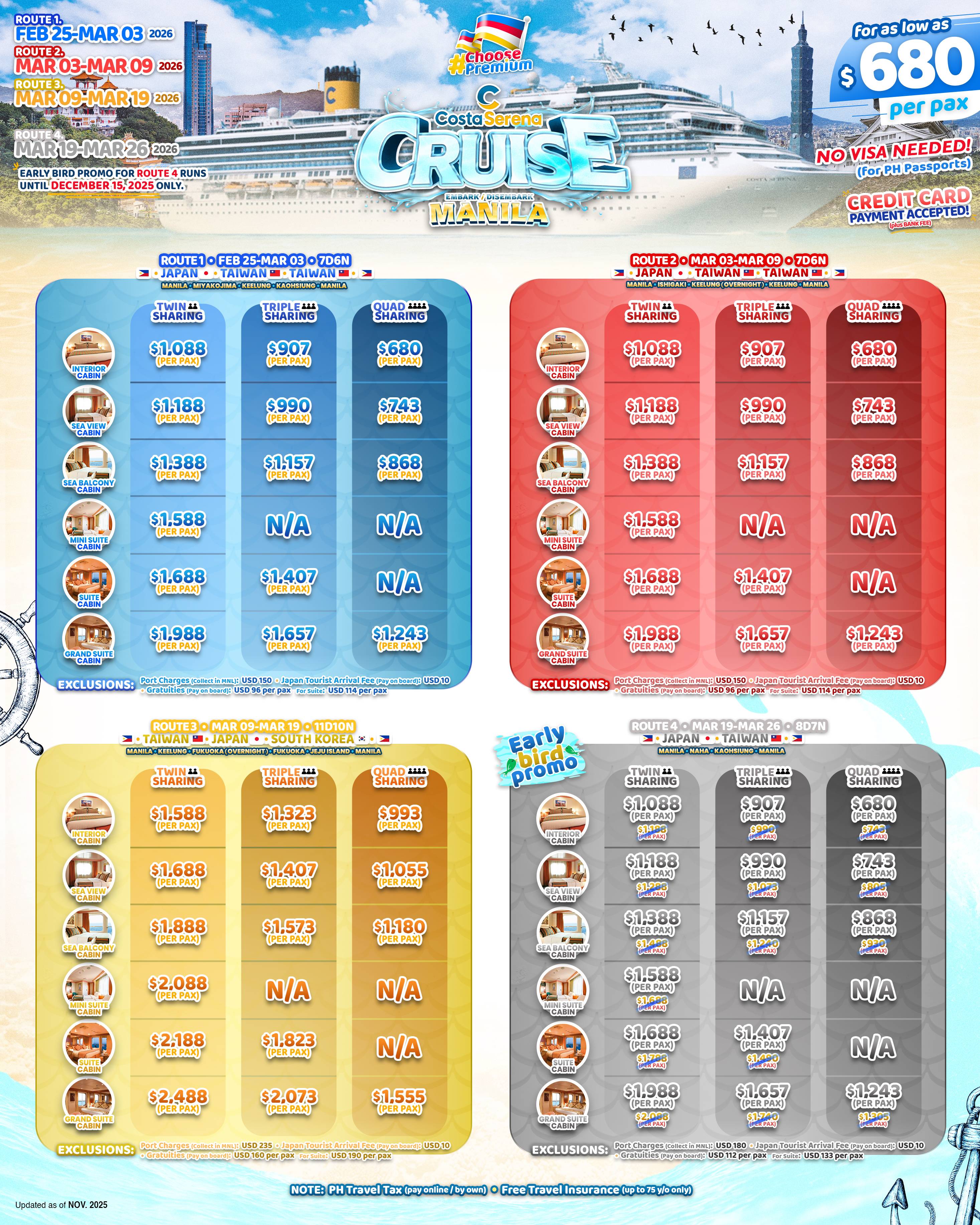 CRUISE (Costa Serena-Mega Flyer Route 1-4) 2026