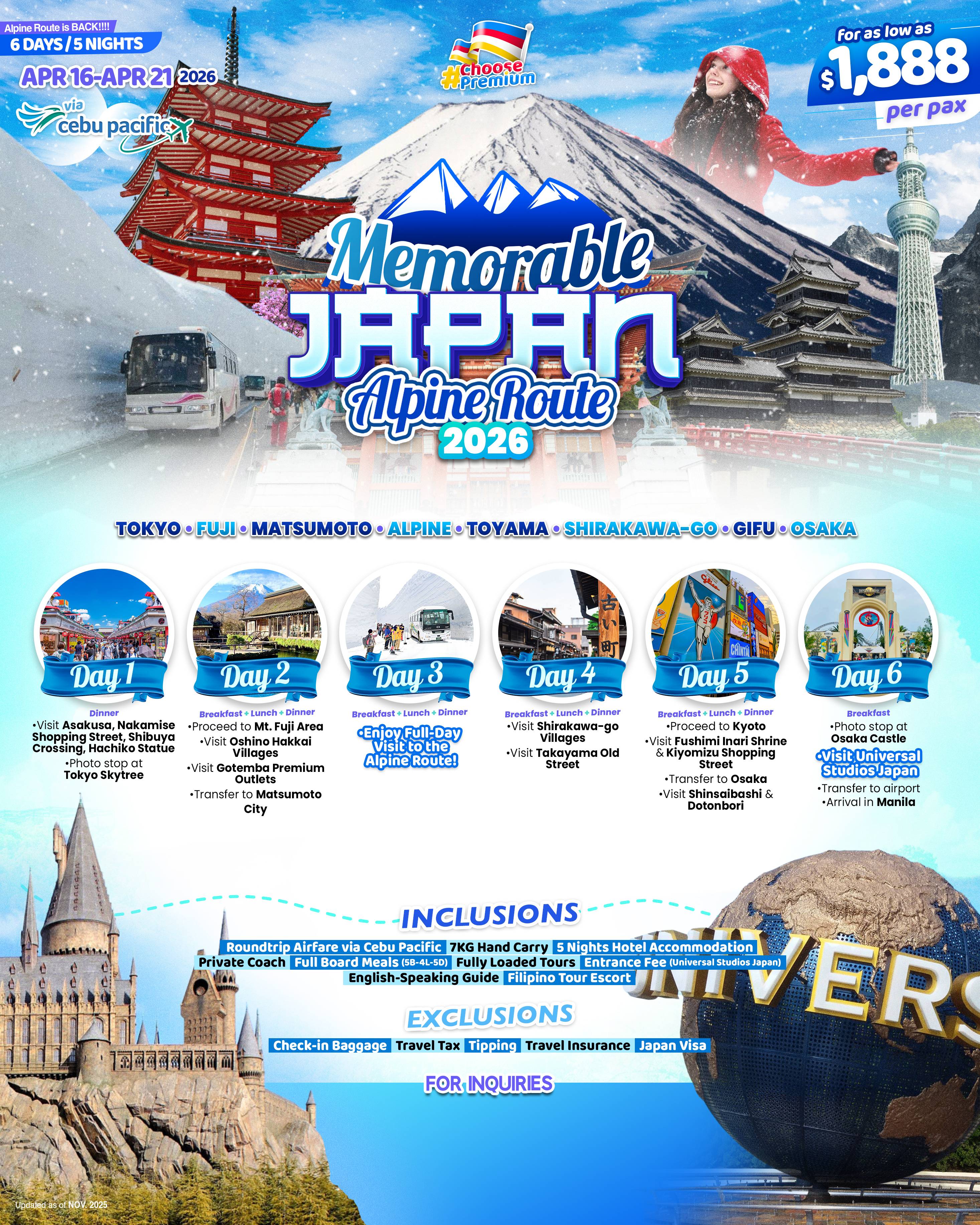 JAPAN (Memorable Japan_Alpine Route) 2026